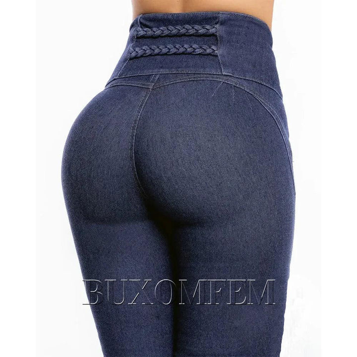 Fashion High Waist Sexy Skinny Stretch Jeans for Women Button Fly Straight Pencil Pants Straight Leg Wrap Hips Daily Trousers-THAT FASHION STORE