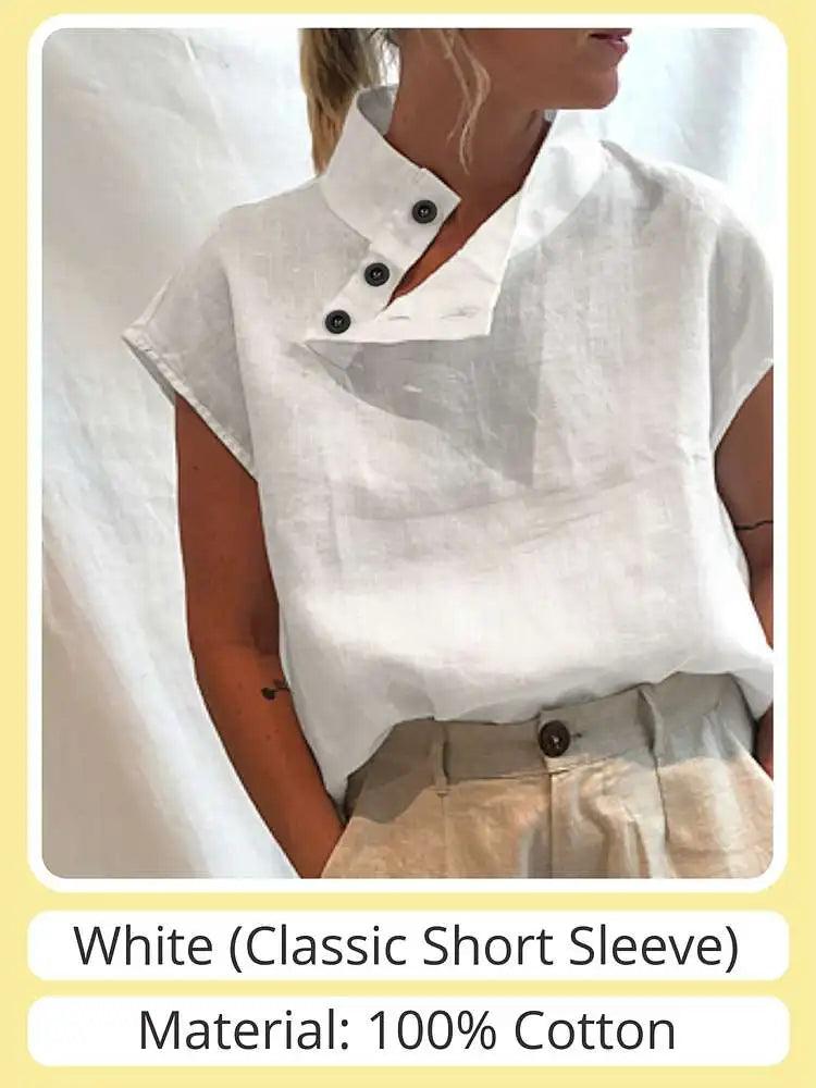 Celmia Fashion Women Blouses 2024 Summer Cotton Linen Blusas Mujer Stylish White Shirt Elegant Short Sleeve Tunics Lightweight-THAT FASHION STORE