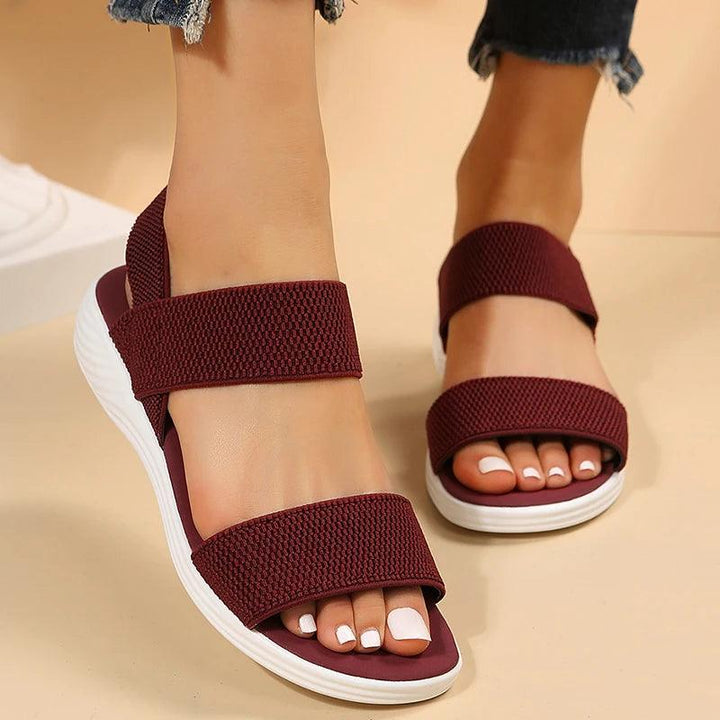 Women's Knit Elastic Cloth Wedge Sandals Slip On Lightweight Walking Sandals Women Plus Size Comfortable Summer Shoes Woman 2023-THAT FASHION STORE