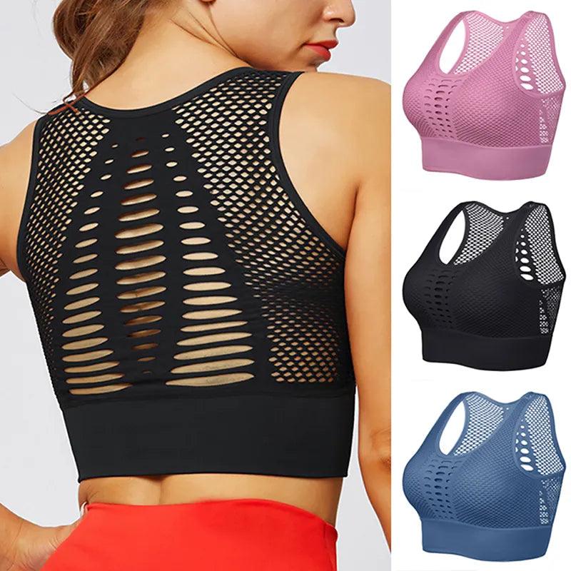 Women Breathable Active Bra Mesh Sports Bras Push Up Gym Fitness Yoga Underwear Female Seamless Running Yoga Bra Sportswear 2023-THAT FASHION STORE