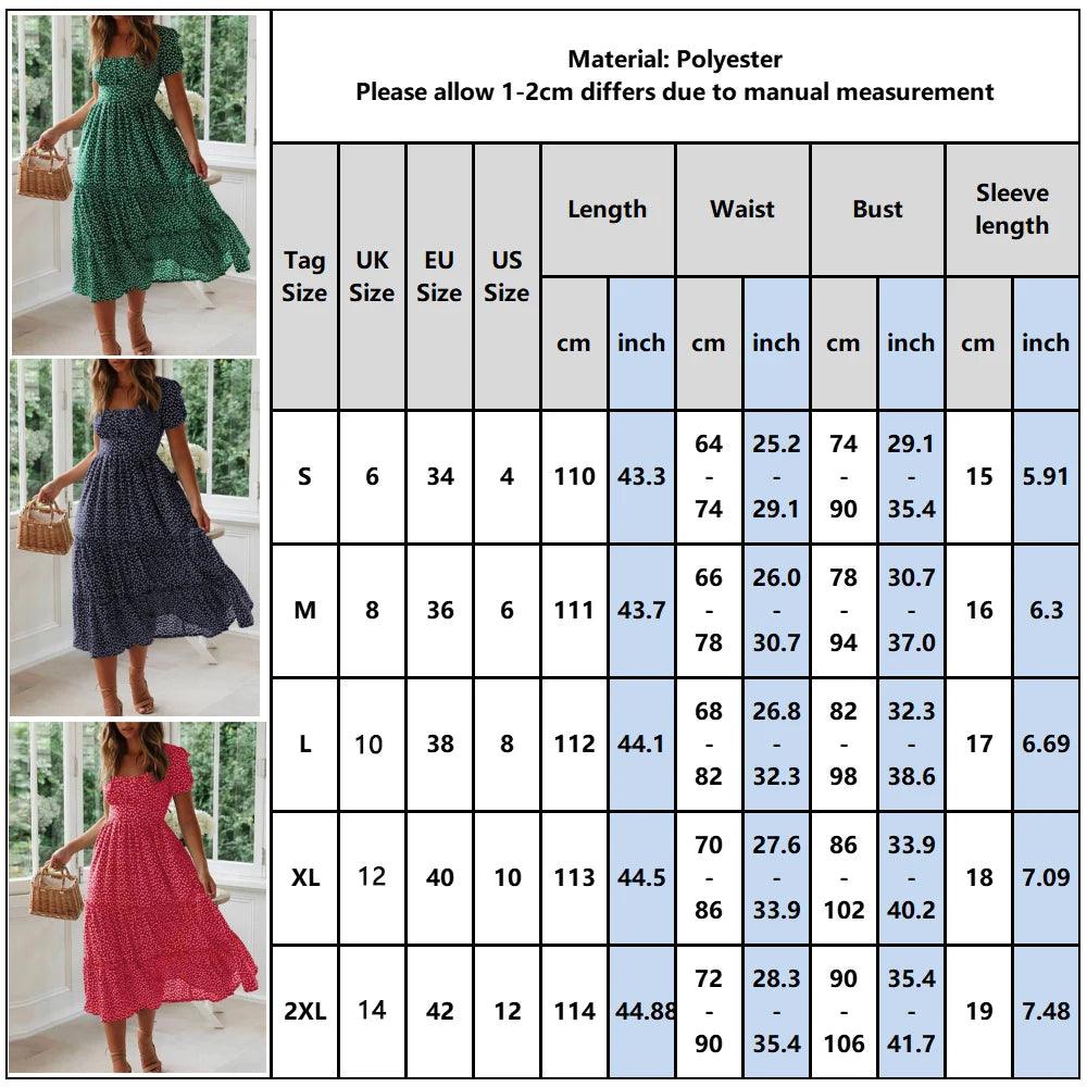 Beach Floral Dress for Women Clothing 2024 Summer Vacation Casual Short Sleeve Slim Fit Long Dress Female Sexy Bohemian Dress-THAT FASHION STORE