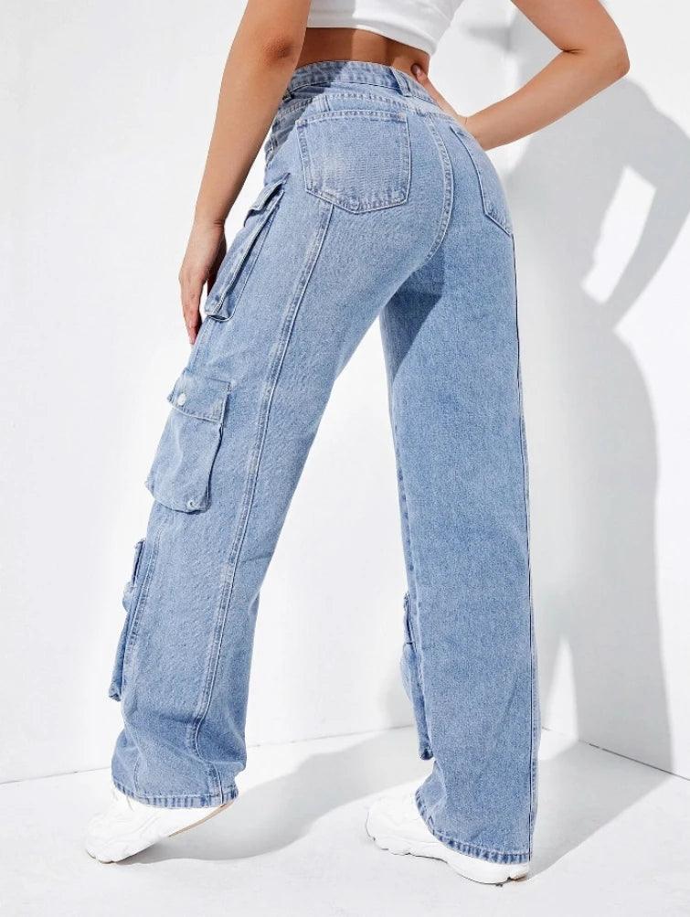 2023 Fall New High Waist Y2K Jeans For Women Fashion Multi Pocket Denim Cargo Pants Casual Female Trousers S-2XL Drop Shipping-THAT FASHION STORE