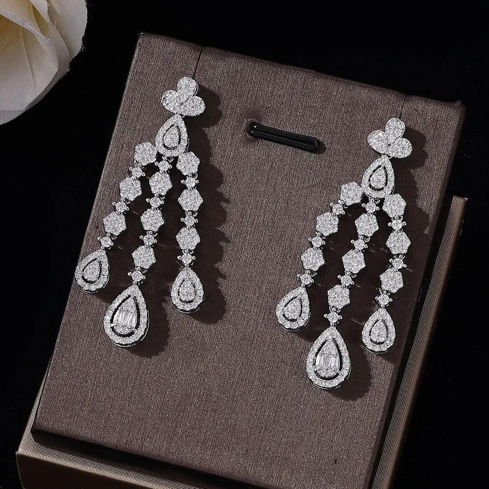 2023 New 4-piece Cubic Zirconia Bridal Wedding Set Dubai Women's Wedding Jewelry Set Nigeria Africa Necklace Earring Set-THAT FASHION STORE