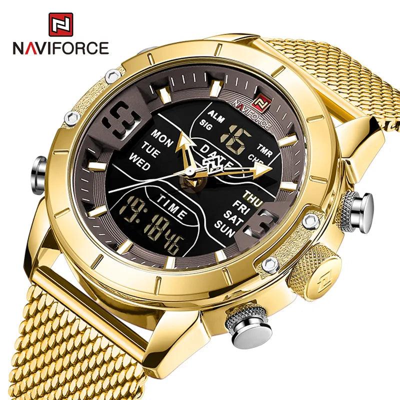 NAVIFORCE Men Watch Top Luxury Brand Man Military Sport Quartz Wrist Watches Stainless Steel LED Digital Clock Relogio Masculino-THAT FASHION STORE