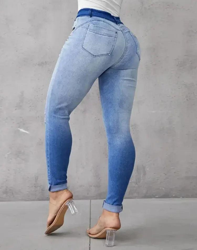 Jeans Woman 2023 New Autumn/Winter Fashion Versatile Gradient Tight Denim Pants Y2k Elegant Solid Trousers Female Streetwear-THAT FASHION STORE