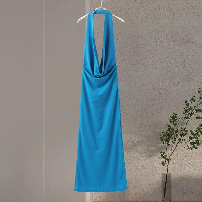 Sexy Deep V-nevk Club Female Dresses 2024 Summer Backless Sleeveless Empire Female Dress Chic Hip Package Solid Lady Streetwear-THAT FASHION STORE