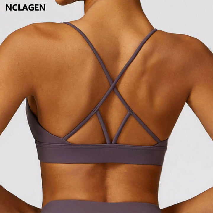 NCLAGEN Fitness Sports Bra For Women Cross Back Shock Absorbent Quick Dry Yoga Underwear High Support Impact Running Tank Top-THAT FASHION STORE