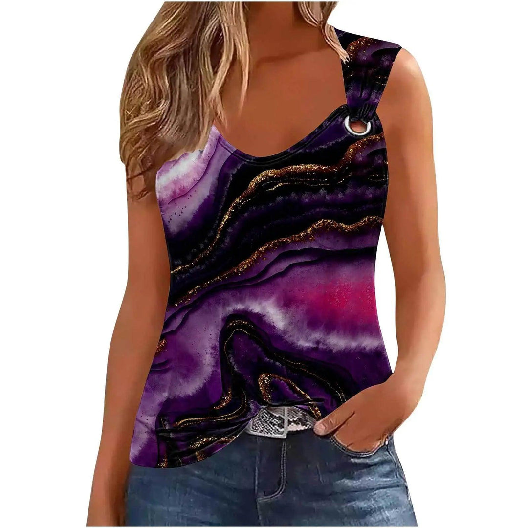 Sexy Tank Top For Women Marble Print Sleeveless T Shirt Woman Causal O-neck Tops Femme T-shirt Tshirts-THAT FASHION STORE