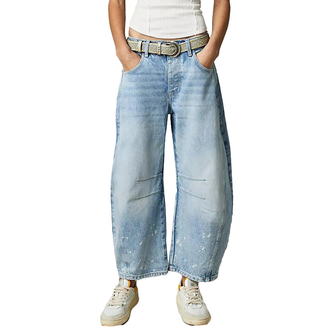 Women Loose Wide Leg Jeans Solid Color Mid-Rise Barrel Denim Pants Spring Fall Casual Trousers Streetwear Punk Trendy Long Pants-THAT FASHION STORE