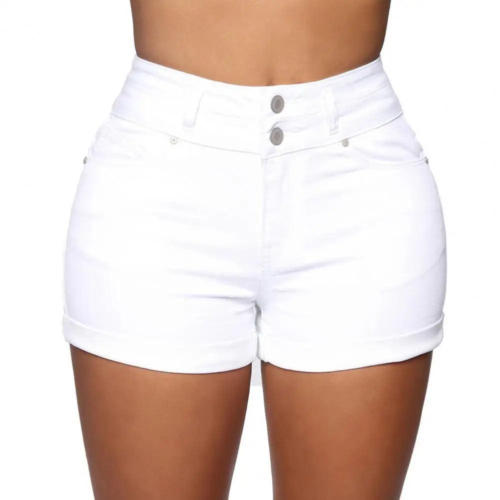 2024 Summer New Black and White High Waist Denim Shorts For Women Fashion Sexy Slim Fit Stretch Jeans Shorts S-2XL-THAT FASHION STORE