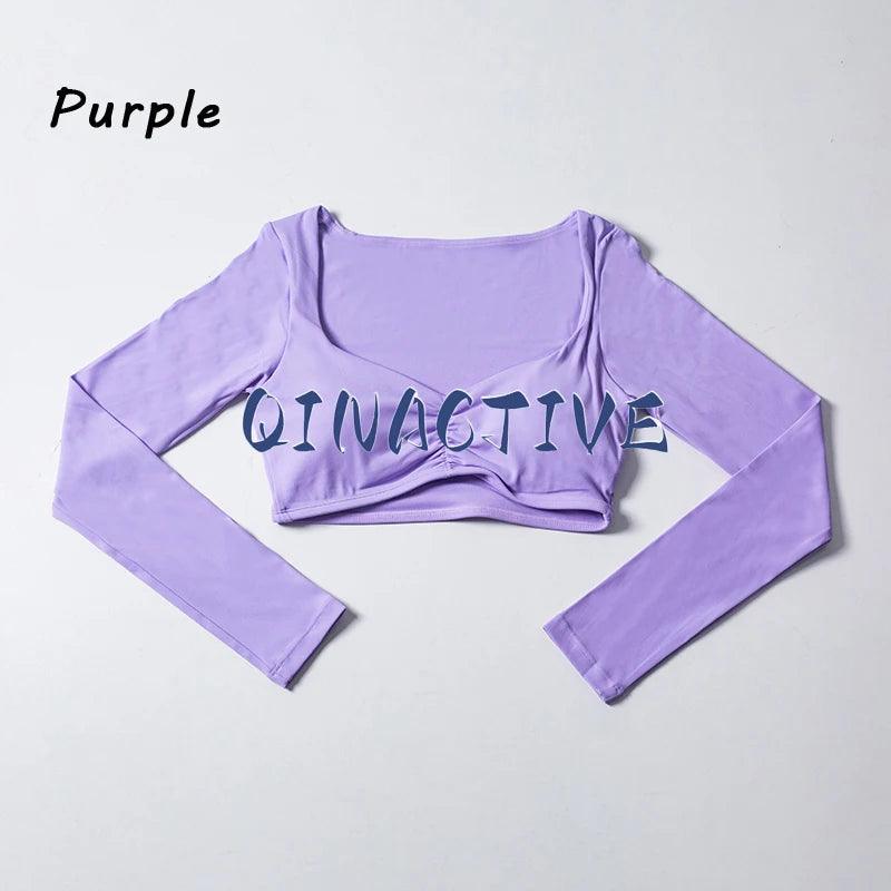 QINACTIVE Women Yoga Shirts Crop Top Long Sleeves Shirts for Women Yoga Sports Fitness Gym Clothes Workout Tops-THAT FASHION STORE