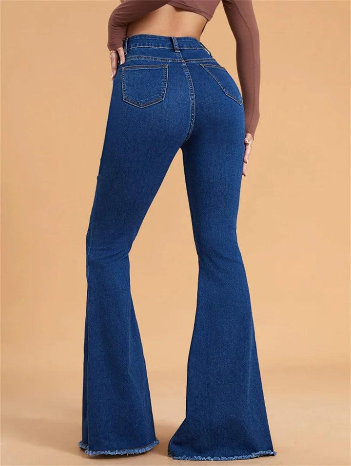 2023 Winter New Women's High Stretch Flared Jeans Fashion Slim Fit Butt Lifting Ripped Denim Pants Casual Ladies Trousers S-2XL-THAT FASHION STORE