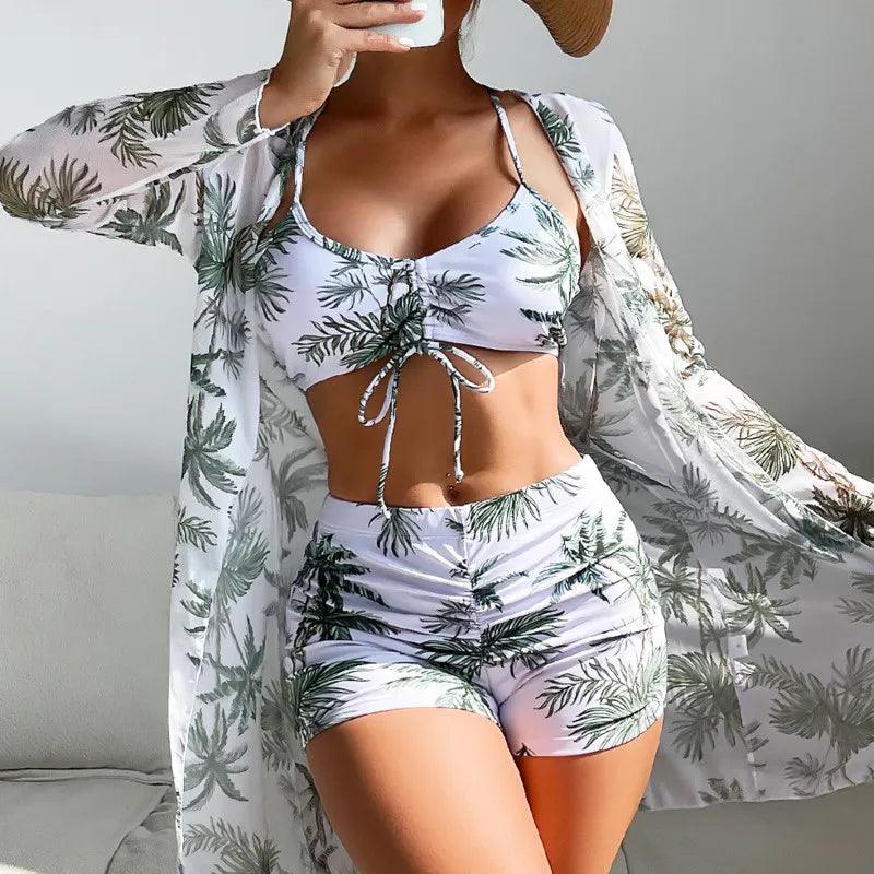 Summer Print Swimsuits Tankini Sets Female Swimwear Push Up For Beach Wear Three-Piece Bathing Suits Pool Women's Swimming Suit-THAT FASHION STORE