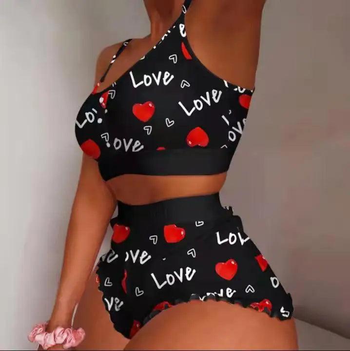 2 Pieces Set Women's Pajama Shorts Suit Multiple Print Underwear Sexy Lingerie Camisoles Tanks Nighty Ladies Loungewear Homewear-THAT FASHION STORE