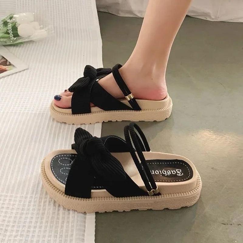 Women Sandalias Mujer Summer Fairy Style 2023 New Fashion Student Platform Roman Lady Sands Flat Shoes Cute Slippers-THAT FASHION STORE