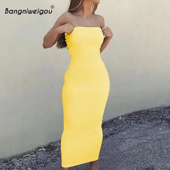 Bangniweigou Sexy Off Shoulder Tube Dress Summer Women Black White Basic Bodycon Sundress Strapless Stretchy Bandage Robe Femme-THAT FASHION STORE