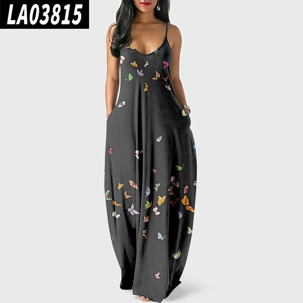 Chic Butterfly Women Maxi Dress Print Long Dresses Fashion Women's Vintage Dress Woman Retro Elegant Girls Club Party Vestidos-THAT FASHION STORE