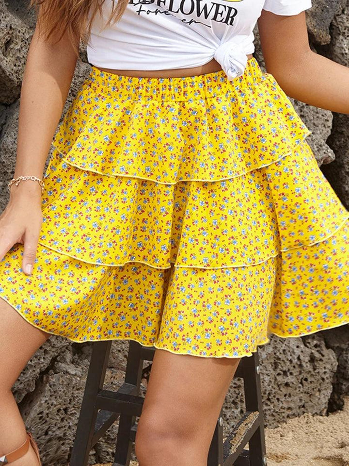 JIM & NORA Women's Printed Skirt Elegant Casual Skirts For Woman Clothing Yellow Floral Print Faldas Para Mujeres Beach Summer-THAT FASHION STORE