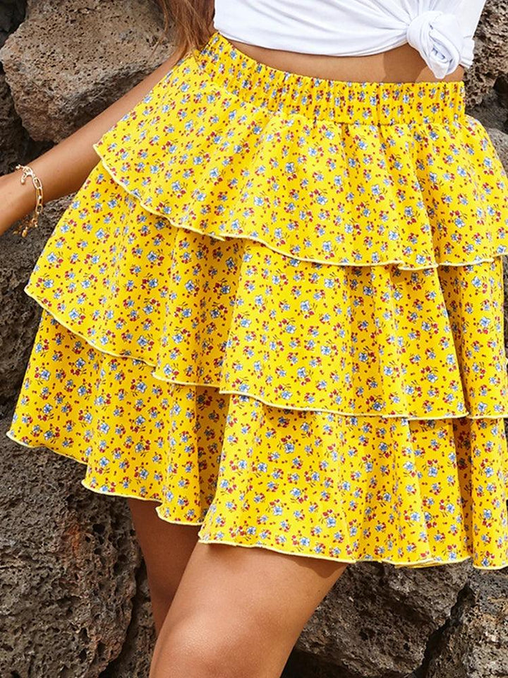 JIM & NORA Women's Printed Skirt Elegant Casual Skirts For Woman Clothing Yellow Floral Print Faldas Para Mujeres Beach Summer-THAT FASHION STORE