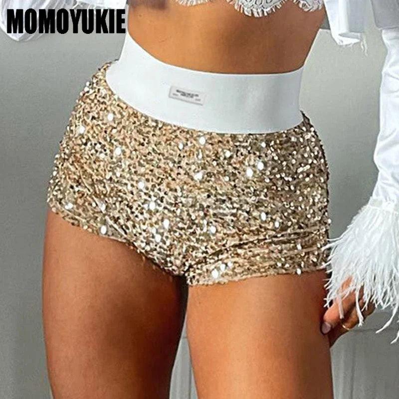 2023 Summer Women Mini Shorts Fashion Trend Sequined High Waist Glitter Clothing Sexy Skinny Party Nightclub Shorts Streetwear-THAT FASHION STORE