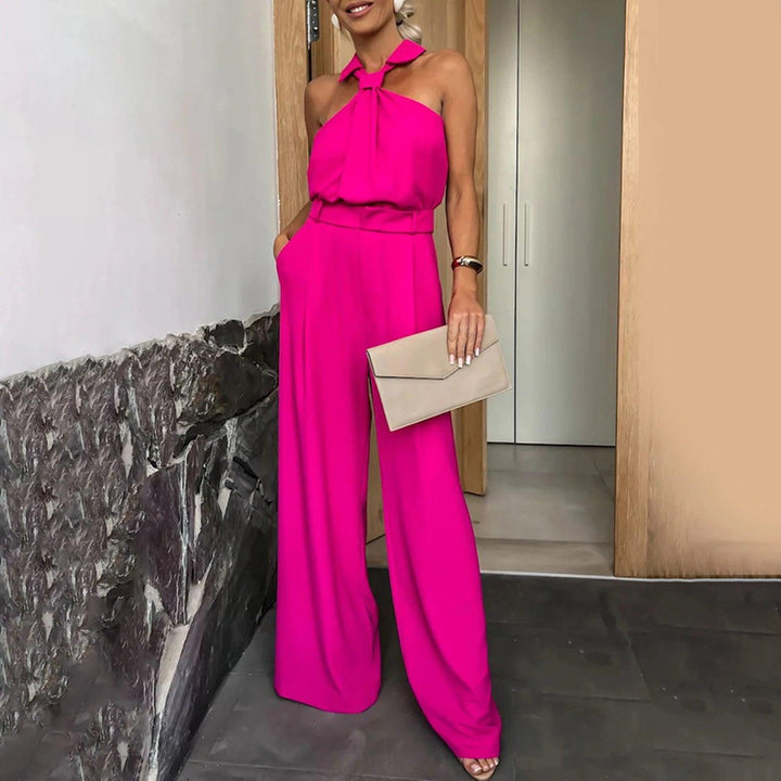 Elegant Jumpsuits for Women 2023 Spring New Plain Elegant Office Lady Loose Ruched Cold Shoulder Hem Wide Leg Jumpsuit Dungarees-THAT FASHION STORE