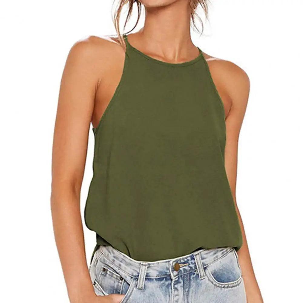 Blusas sensuais Tops Neck Summer Basic Shirts White Black Casual Sport Vest Off Shoulder Green Women's Tank Top mujer elegan-THAT FASHION STORE