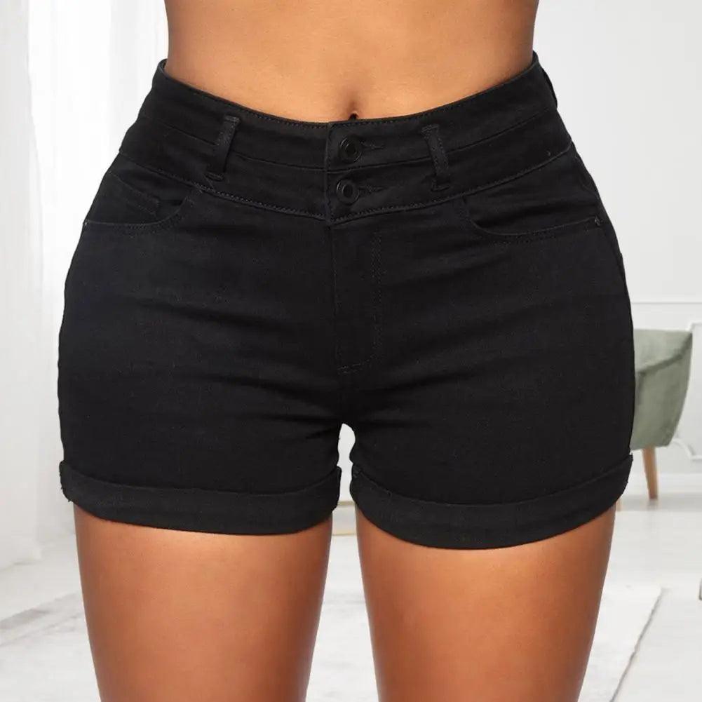 2024 Summer New Black and White High Waist Denim Shorts For Women Fashion Sexy Slim Fit Stretch Jeans Shorts S-2XL-THAT FASHION STORE