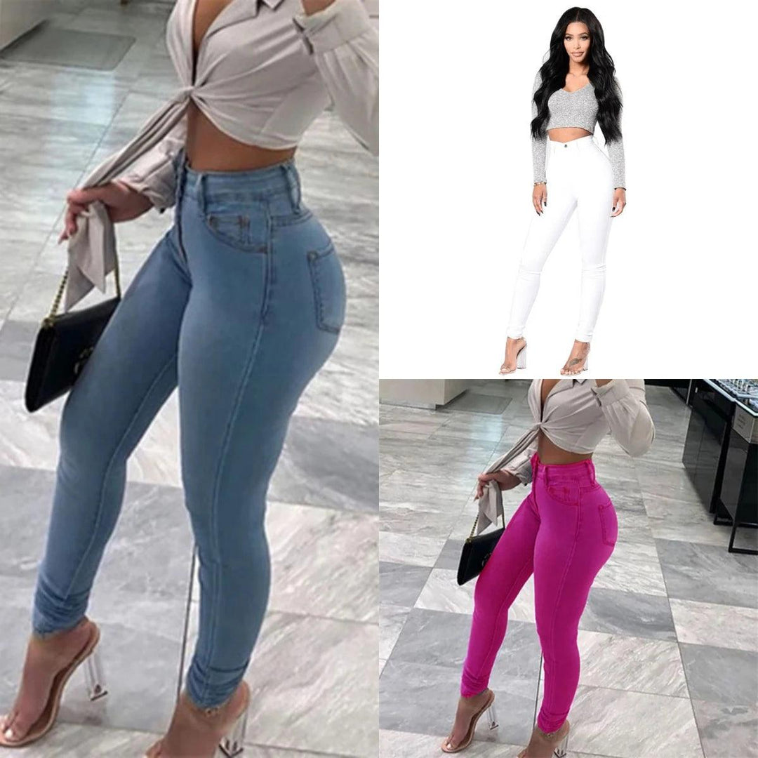 2023 Autumn New 7 Color Women's High Waist Skinny Jeans Fashion Slim Elastic Denim Pencil Pants Casual Trousers S-2XL-THAT FASHION STORE