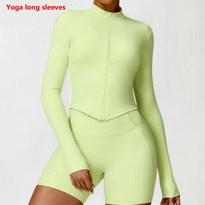 Women's Gym Exercise Shirt Yoga Long Sleeve Sportswear Top Zipper Jacket Gym Push Up Workout Tops Running Cycling Sportswear-THAT FASHION STORE