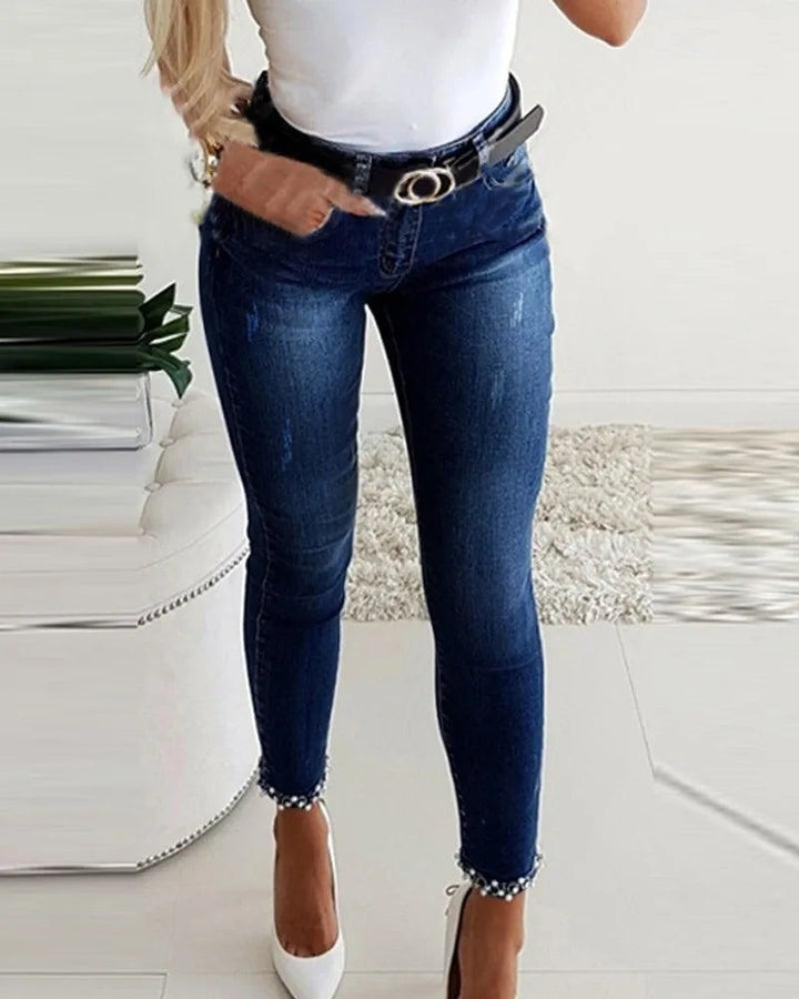 Fashion Skinny Jeans Female Summer Casual Pants Trousers Ladies Vintage High Waisted Jeans Women Bleached Women's Pencil Pants-THAT FASHION STORE