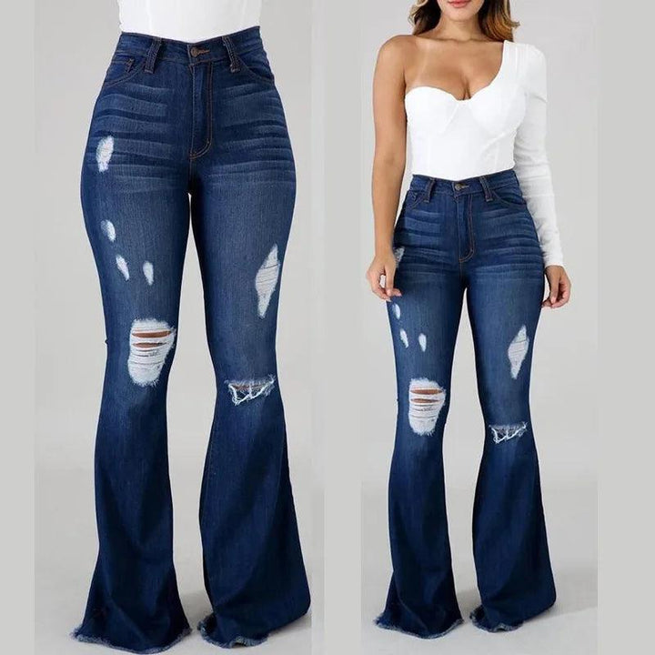 2023 New High Waist Ripped Flared Jeans For Women Fashion Slim Hip Lift Stretch Denim Pants Street Casual Female Trousers S-3XL-THAT FASHION STORE