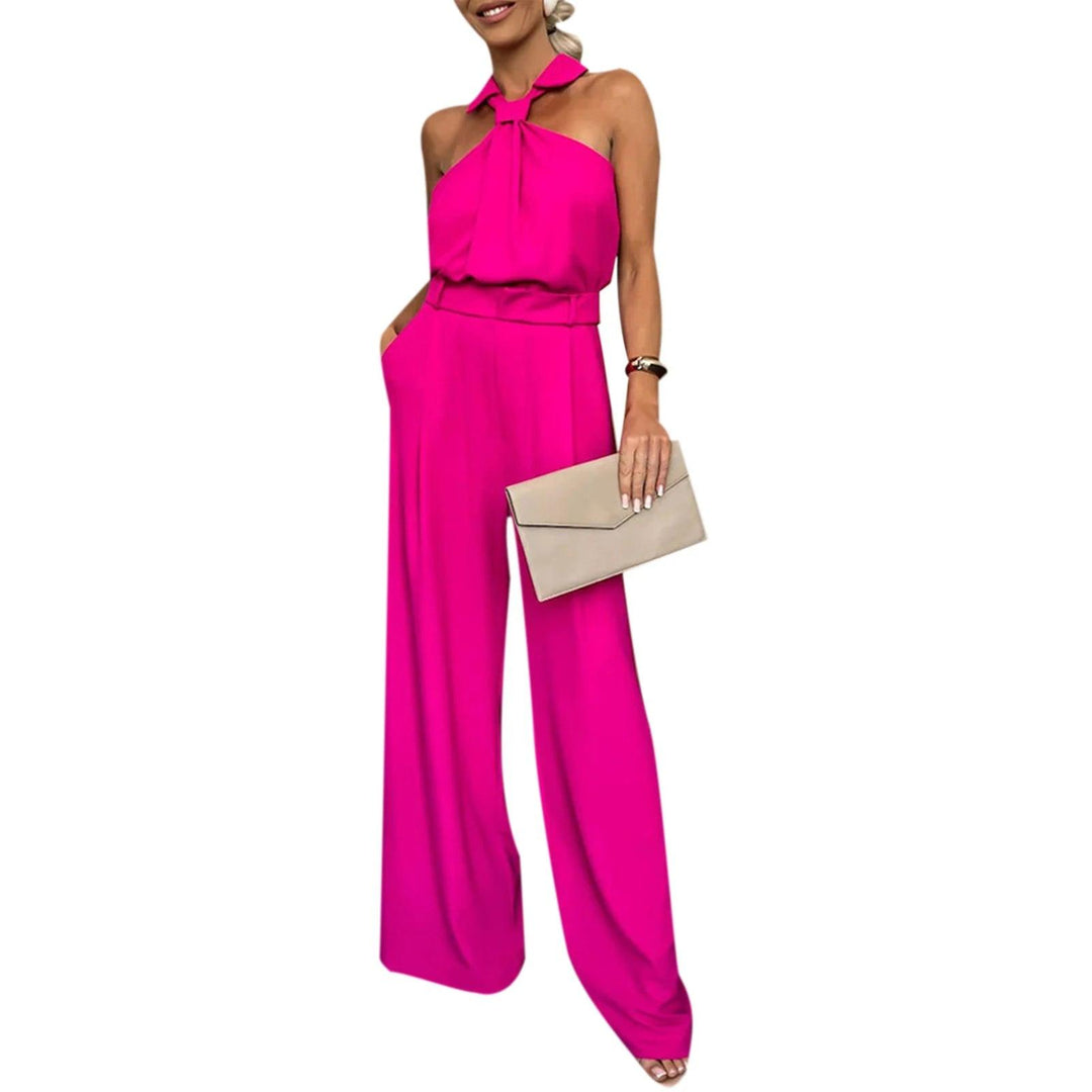 Elegant Jumpsuits for Women 2023 Spring New Plain Elegant Office Lady Loose Ruched Cold Shoulder Hem Wide Leg Jumpsuit Dungarees-THAT FASHION STORE