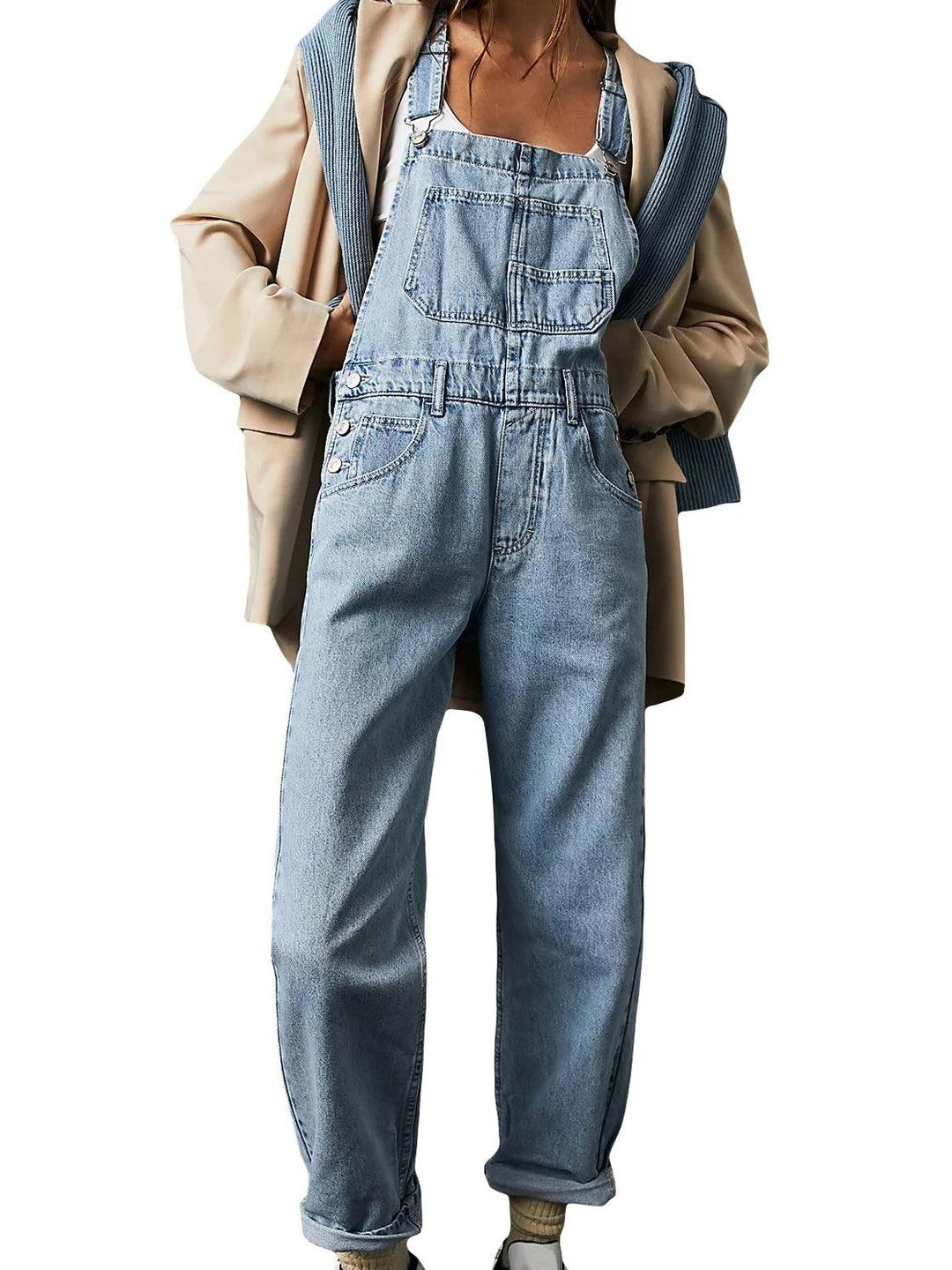 Blue Denim Overalls Jumpsuit Rompers Women Belted Hole Hollow Out E-girl Casual Work Pants Hot Y2k Jeans Long Pants Streetwear-THAT FASHION STORE