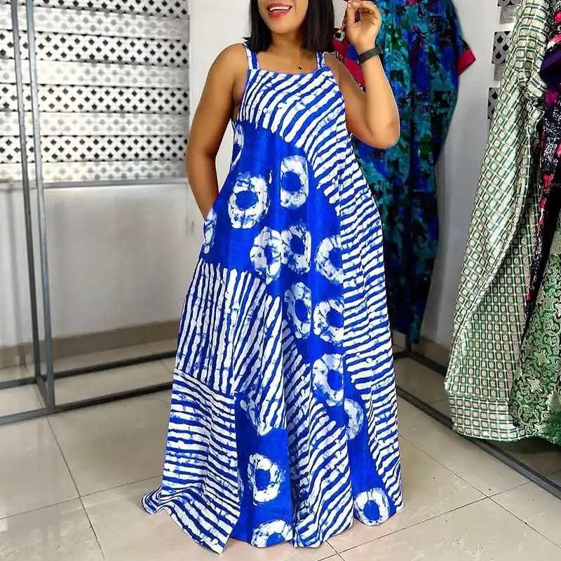 Sexy Sleeveless Dress Bohemian Printed Party Maxi Long Sundress 2024 VONDA Summer Tank Vestidos Beach Loose Casual Robe Oversize-THAT FASHION STORE