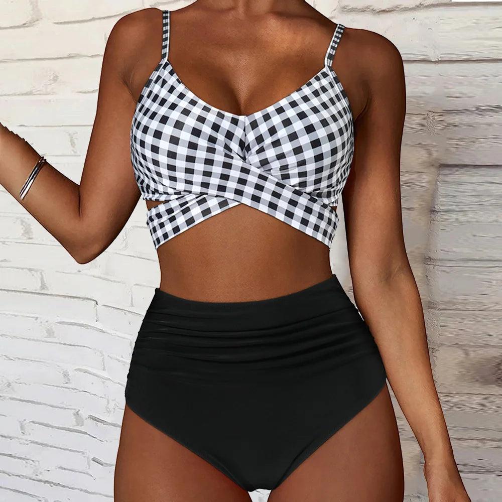 High Waist Sexy Bikini Set 2024 Biquini Swimwear Women Two Pieces Swimsuit Floral Beachwear V-Neck Bathing Suits Female-THAT FASHION STORE