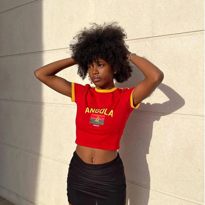 Hip-hop Harajuku Grunge angola National Flag Text Print T-shirt Streetwear Y2k Crop Tops Summer Cozy Sexy Women Camisole-THAT FASHION STORE