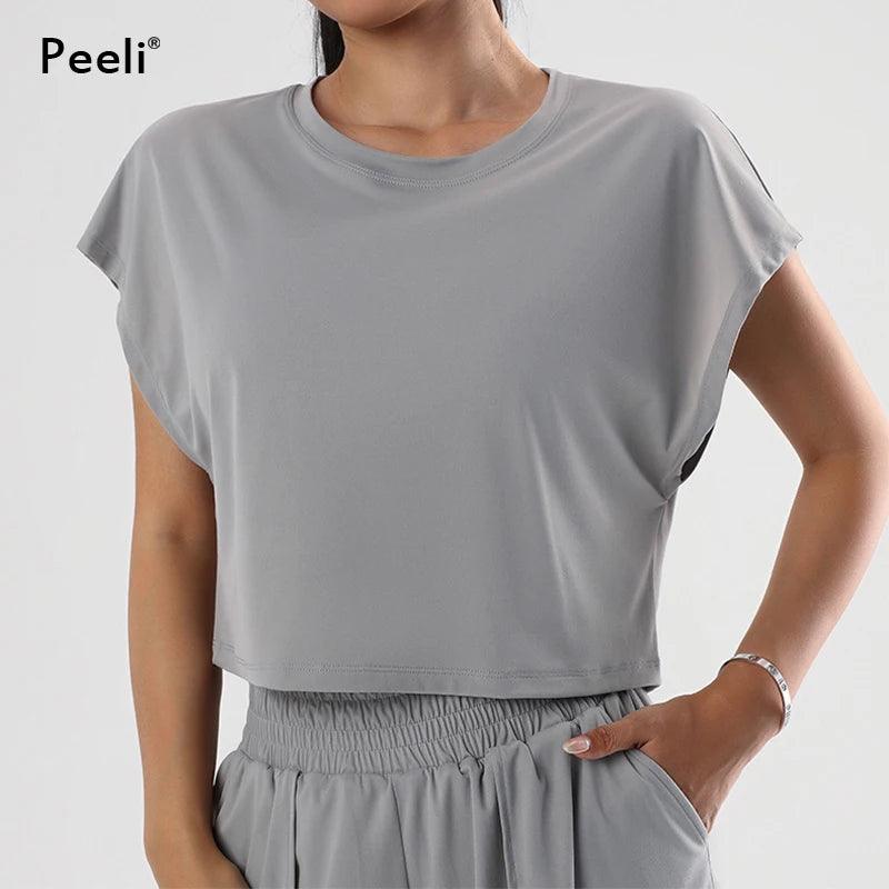 Loose Yoga Top Summer Women Short Sleeve Gym Tops Quick Dry Running Sports Shirt Fitness Woman Athletic Cropped Tops Active Wear-THAT FASHION STORE