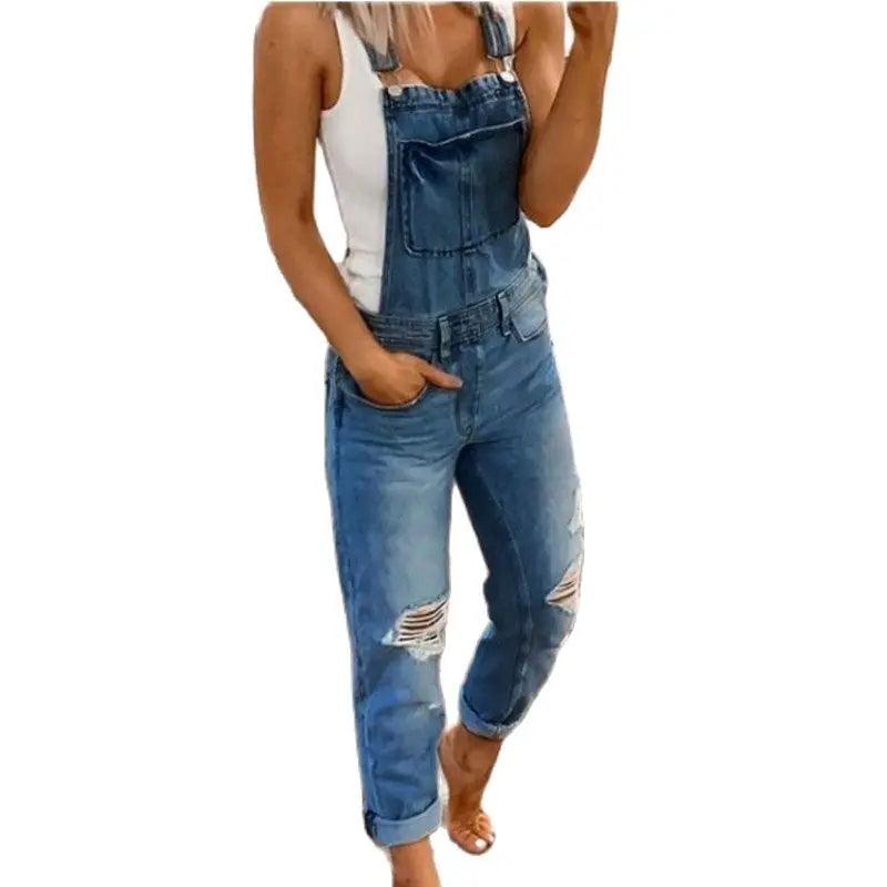 Hot Sale Suspenders Denim Jumpsuit For Women Fashion Ripped Jeans Jumpsuit Casual Female Clothing S-3XL Drop Shipping-THAT FASHION STORE