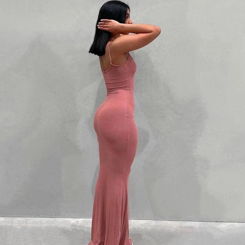 Satin Slip Sleeveless Backless Maxi Dress Women 2023 Y2K Summer Bodycon Elegant Sexy Outfits Ladies Birthday Party Club Sundress-THAT FASHION STORE