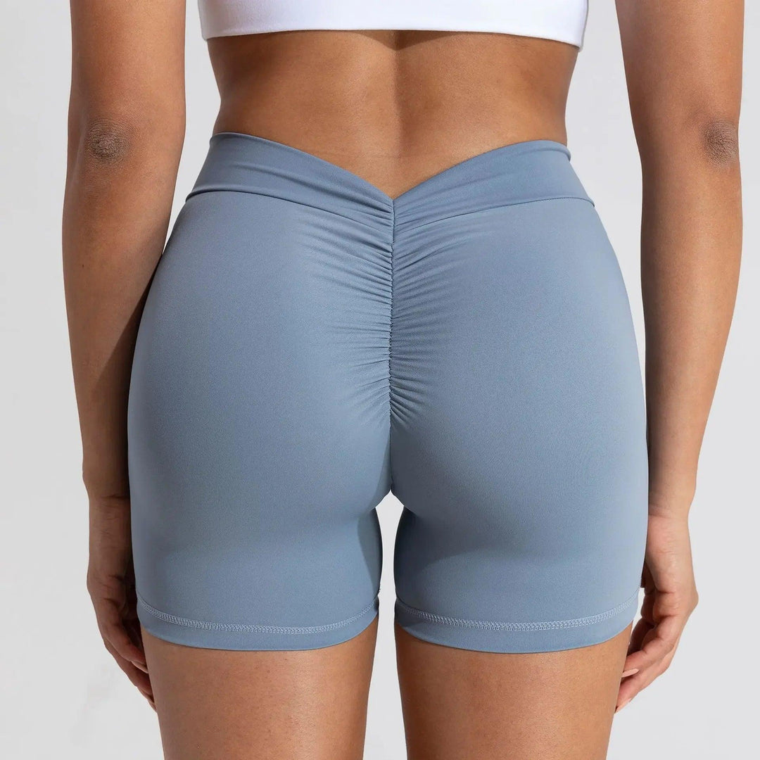 Running Pants Solid Deep V Cut Low Back Neck Scrunh Bum Leggings Shorts Gym Workout Shorts Women Yoga Shorts Leggings Women-THAT FASHION STORE