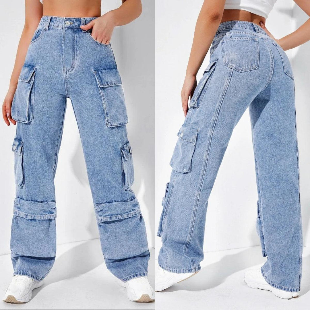 2023 Fall New High Waist Y2K Jeans For Women Fashion Multi Pocket Denim Cargo Pants Casual Female Trousers S-2XL Drop Shipping-THAT FASHION STORE