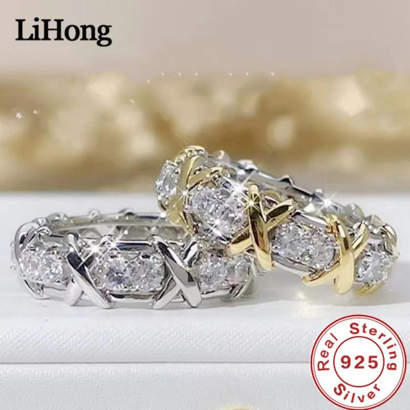 Luxury 925 Sterling Silver Ring Interlaced With Aaa Zircon Crystal Ring For A Woman'S Engagement Jewelry Gift 2 Color Choices-THAT FASHION STORE