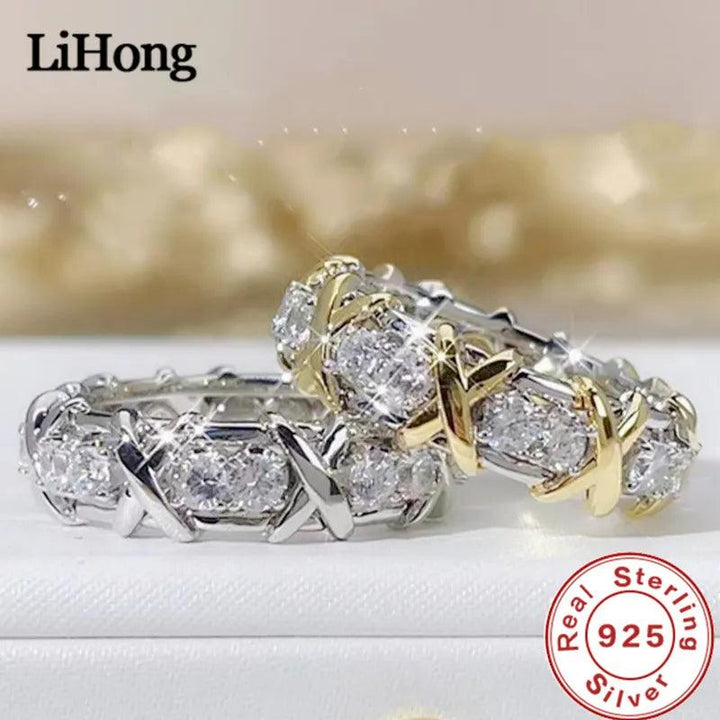 Luxury 925 Sterling Silver Ring Interlaced With Aaa Zircon Crystal Ring For A Woman'S Engagement Jewelry Gift 2 Color Choices-THAT FASHION STORE