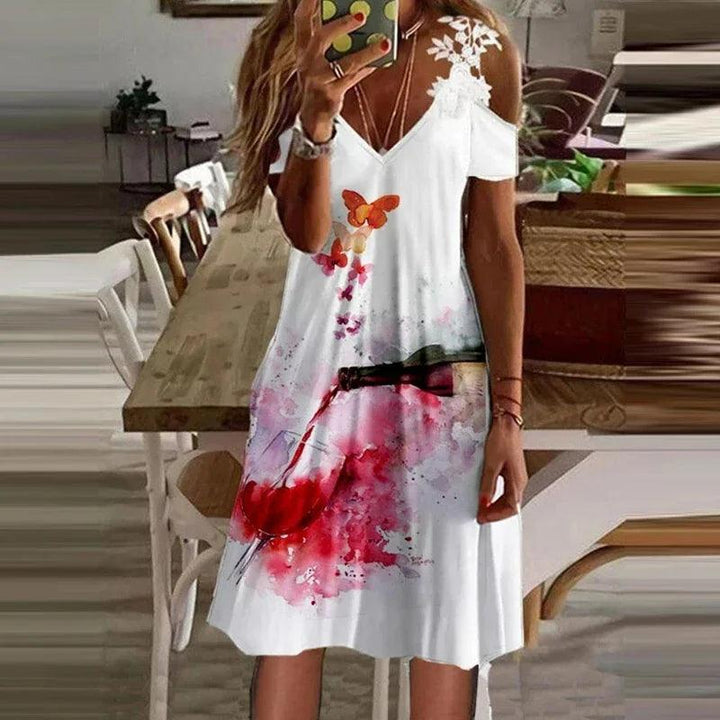 Women's Fashionable Lace V-neck Suspender Dress Summer Casual White Lace Short Skirt-THAT FASHION STORE