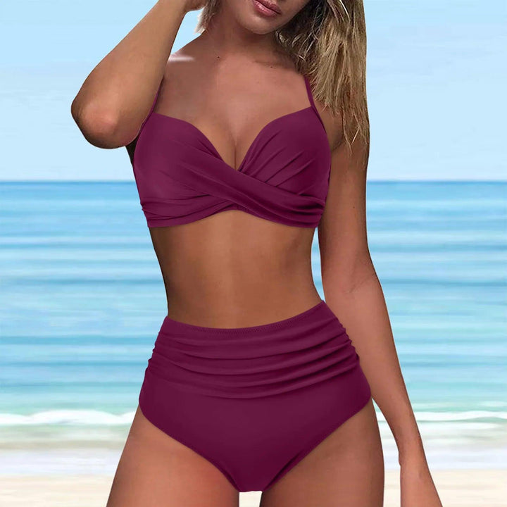 High Waist Bikini 2024 Woman Swimsuit Women Swimwear Bathing Suit Padded Push Up Ruched Swimsuit Women Bikini Set-THAT FASHION STORE