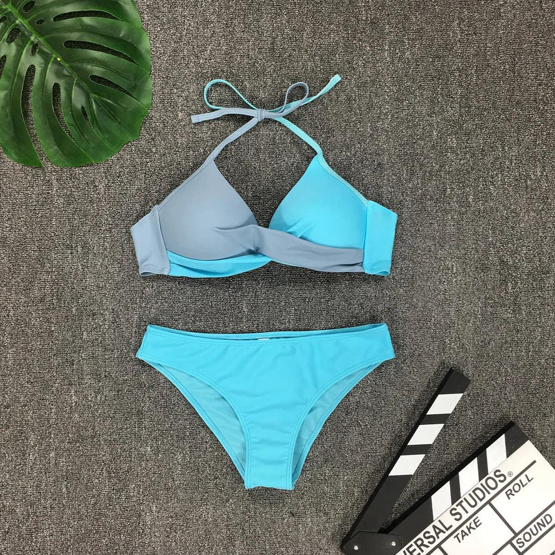 Sexy Push Up Bikini 2023 Patchwork Low Waist Swimsuit Women Criss Cross Bikini Set Brazilain Female Beachwear Bathing Suit-THAT FASHION STORE