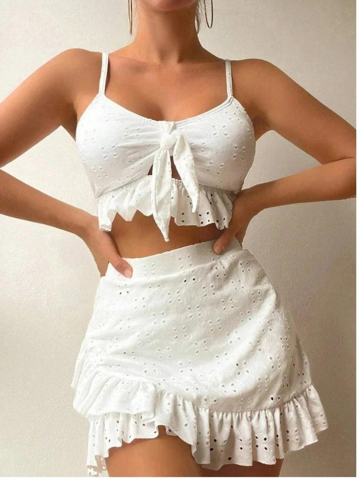 2024 3pack Swimwear Women Bikini Swimsuit with Beach Skirt Knot Bathing Suit Beachwear Ruffle Two-Pieces Bikini Set Biquini-THAT FASHION STORE