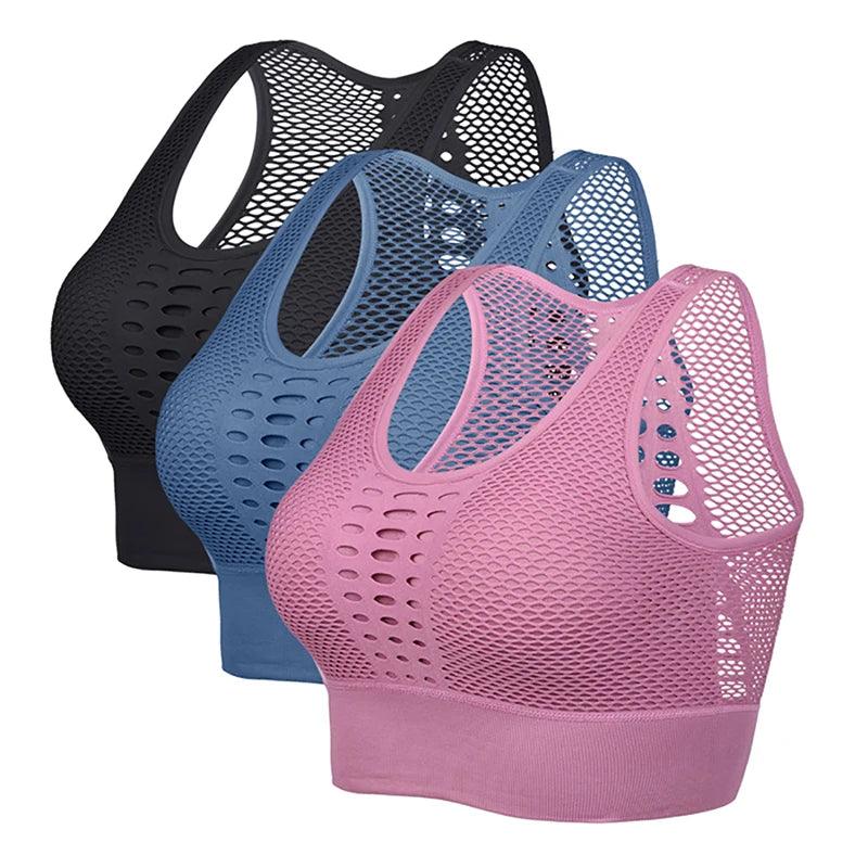 Women Breathable Active Bra Mesh Sports Bras Push Up Gym Fitness Yoga Underwear Female Seamless Running Yoga Bra Sportswear 2023-THAT FASHION STORE