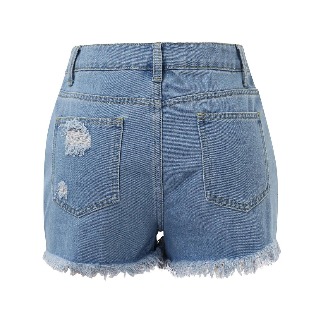 Irregular Button Down Ripped Sexy Hot Pants Women Jeans Cut Out Raw Edge Denim Shorts High Waist Frayed Tassels Shorts Trousers-THAT FASHION STORE