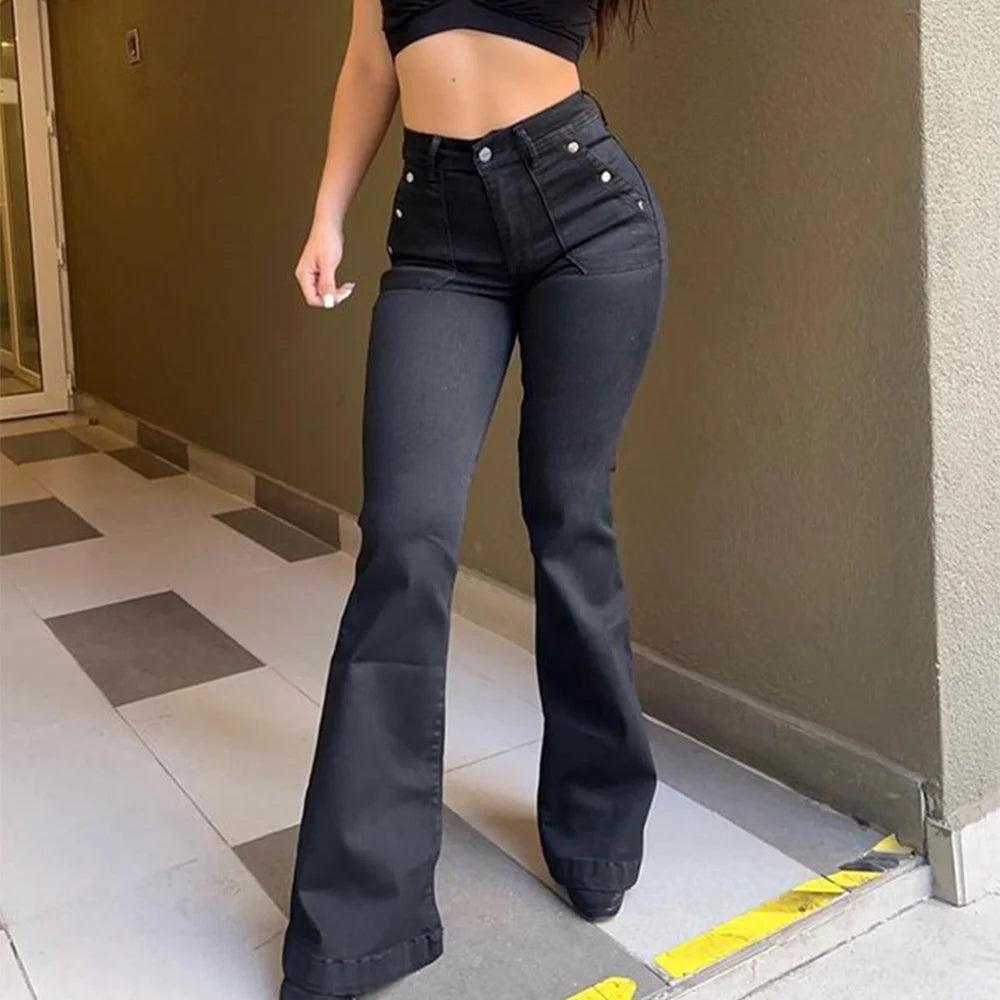 Women's Blue Black Denim Slim Fit Hip Lift Pants Fashion 2024 Hot Selling Style Jeans Tight Jeans Y2K Style Streetwear Push Up-THAT FASHION STORE